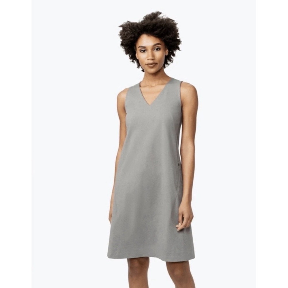 Ministry Of Supply Women's Gray Kinetic Sleeveless V-Neck‎ Shift Dress Sz 2 $189
